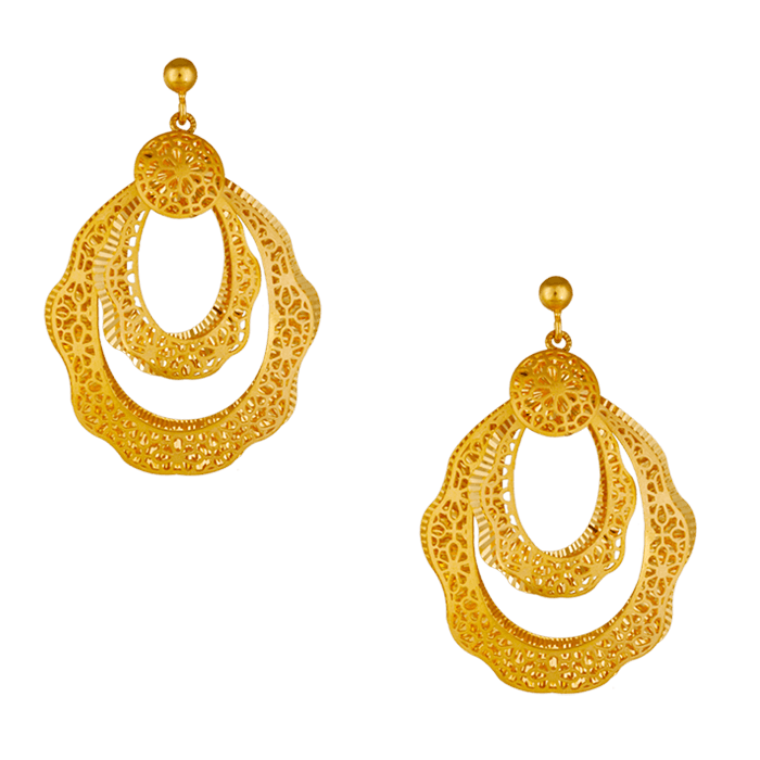 Maharashtrian Style Gold Antique Earrings  South India Jewels