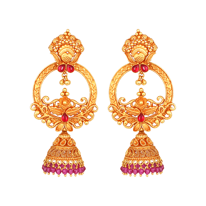 Mint Gold Plated Temple Jaal Jhumki Earrings  Maharani