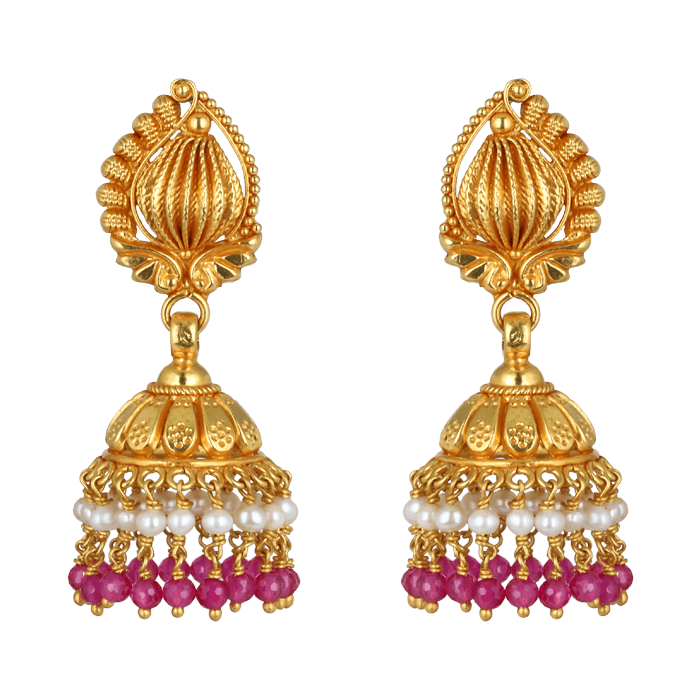 Maharashtrian Style Gold Antique Earrings  South India Jewels